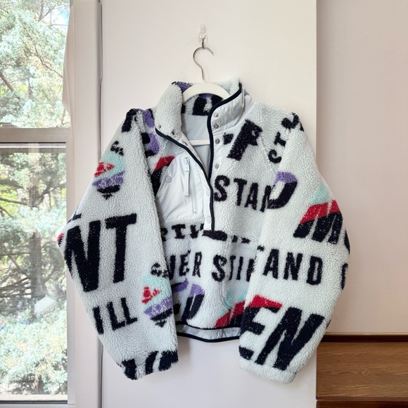 New Free People Hit The Slopes Printed Fleece Pullover Jacket Logo FP Movement - Picture 8 of 10